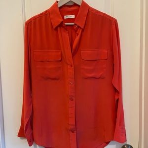 Equipment Signature long sleeve Silk Blouse in Red XS New